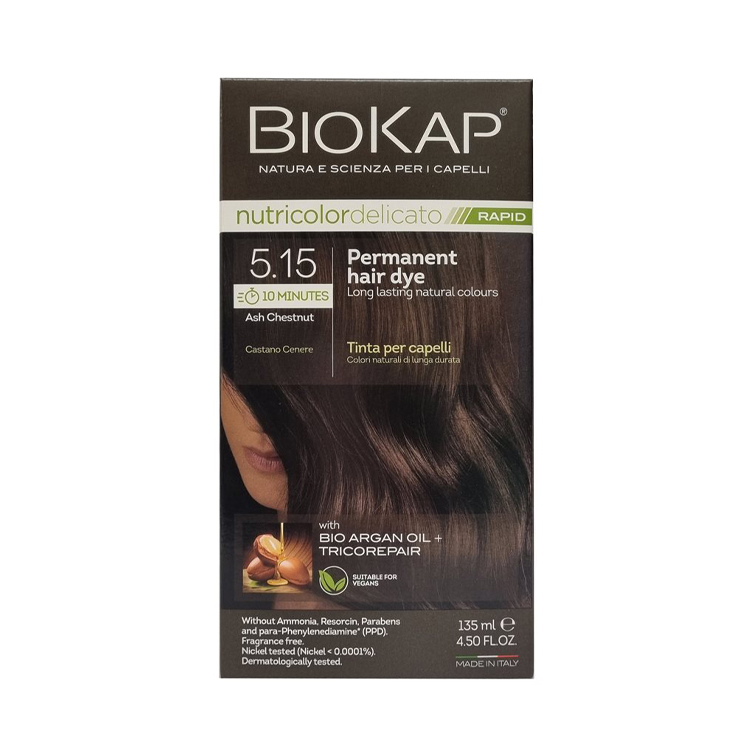 BioKap Nutricolor Delicato RAPID Ash 5.15 Chestnut Permanent Hair Dye 135ml